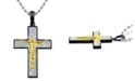 Macy's Men's Crystal Crucifix 22" Pendant Necklace in Multi-Tone Stainless Steel